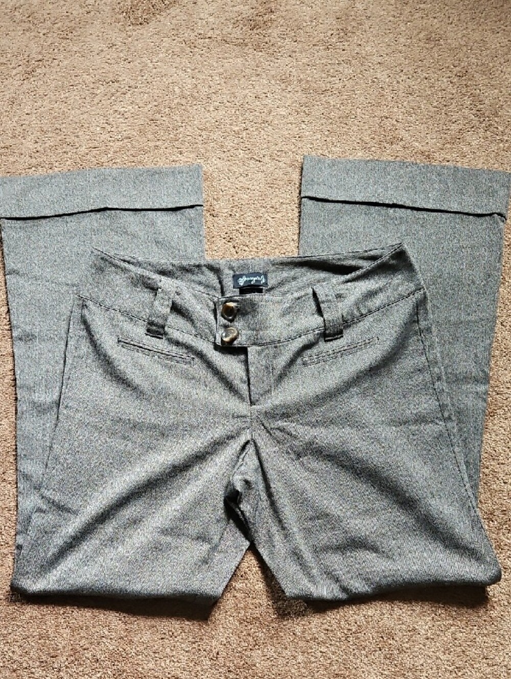 Rare 90s Spacegirlz Dark Gray Blue Pinstripe Wide Leg Trousers Size 13